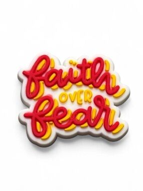 Faith Over Fear Shoe Charm | White/Red/Yellow Rubber